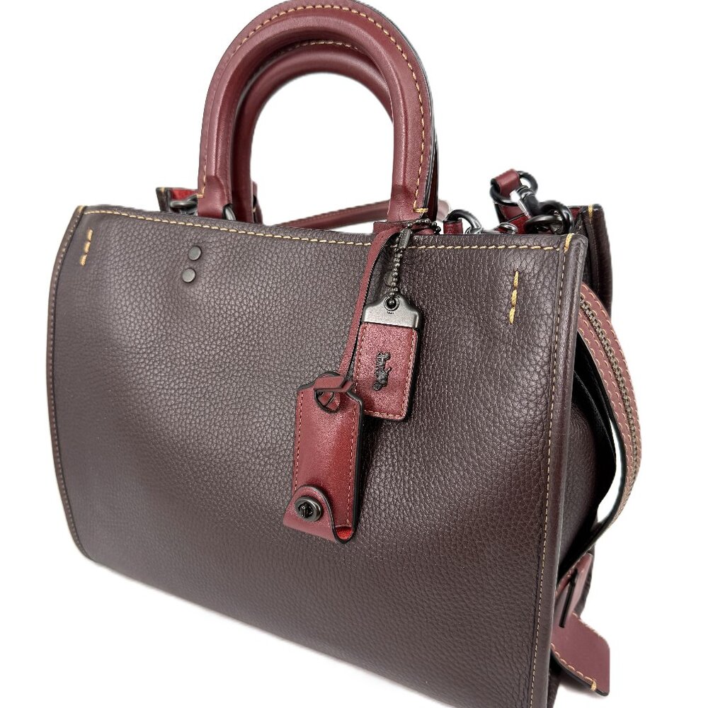 Coach Rogue 30 Leather Satchel Oxblood